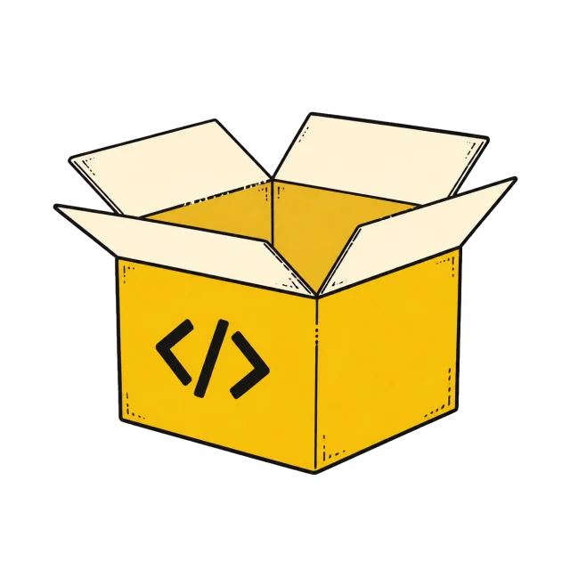 An open package marked with a code symbol